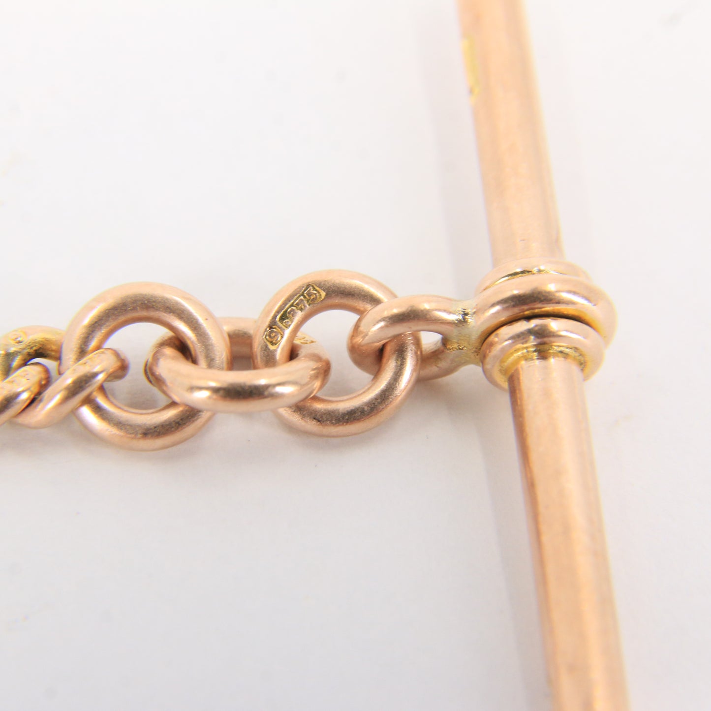 Antique 9ct Gold Hallmarked Albert Chain Extender 3.5" Swivel T-Bar Pendant