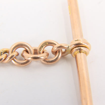 Antique 9ct Gold Hallmarked Albert Chain Extender 3.5" Swivel T-Bar Pendant