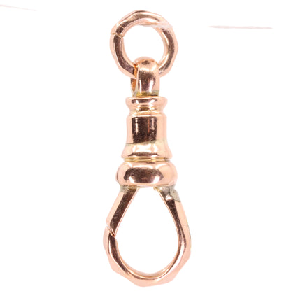 Vintage 9ct Rose Gold Dog Clip Clasp Jewellery Finding Hexagonal Pattern Pendant