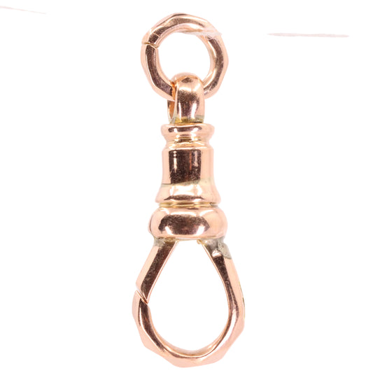 Vintage 9ct Rose Gold Dog Clip Clasp Jewellery Finding Hexagonal Pattern Pendant