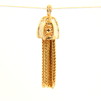 Vintage 18K Tassel Charm Unmarked 18 Carat Yellow Gold Pendant