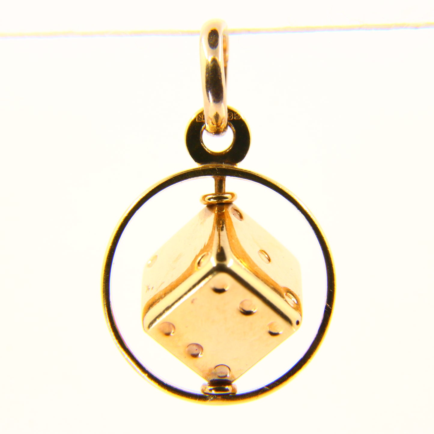 Vintage 9ct Spinning Dice Charm Hallmarked Yellow Gold Lucky Dice Pendant