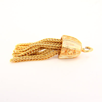 Vintage 18K Tassel Charm Unmarked 18 Carat Yellow Gold Pendant