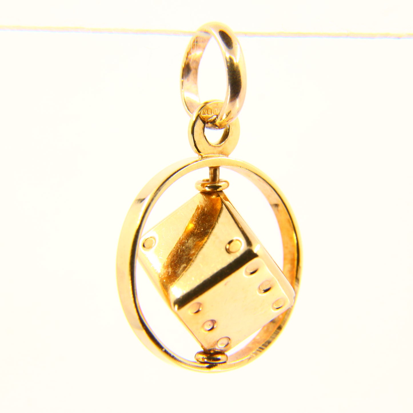 Vintage 9ct Spinning Dice Charm Hallmarked Yellow Gold Lucky Dice Pendant