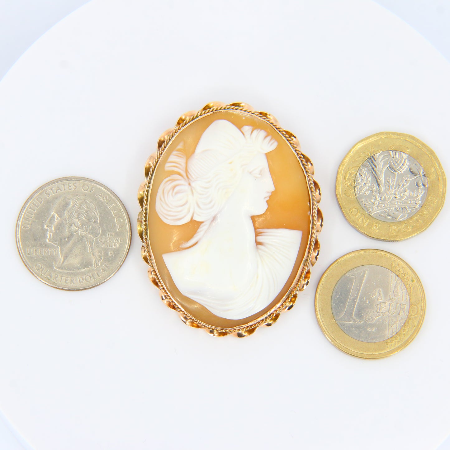 Antique 9ct Gold Victorian Cameo Brooch Boxed Gift Victorian Jewellery Shell