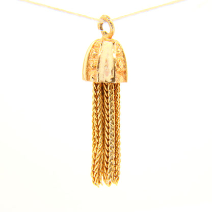 Vintage 18K Tassel Charm Unmarked 18 Carat Yellow Gold Pendant