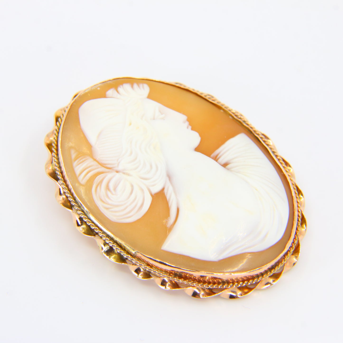 Antique 9ct Gold Victorian Cameo Brooch Boxed Gift Victorian Jewellery Shell