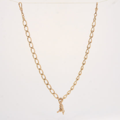 Antique Rolled Gold Double Albert Watch Chain 15" Pocket Watch T-Bar & Clasps