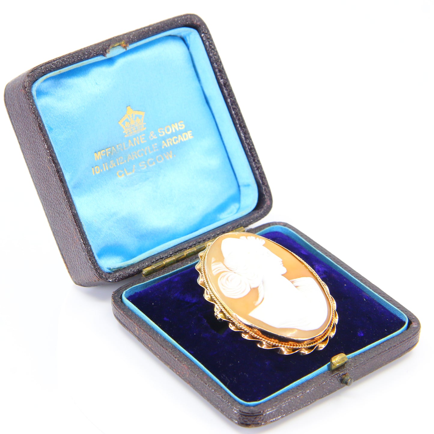 Antique 9ct Gold Victorian Cameo Brooch Boxed Gift Victorian Jewellery Shell