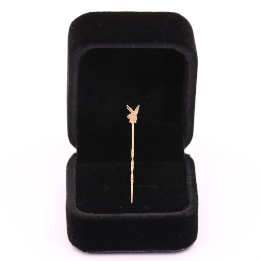 Vintage 9ct Hallmarked Yellow Gold Playboy Bunny Tie Pin Bow Tie Boxed Gift