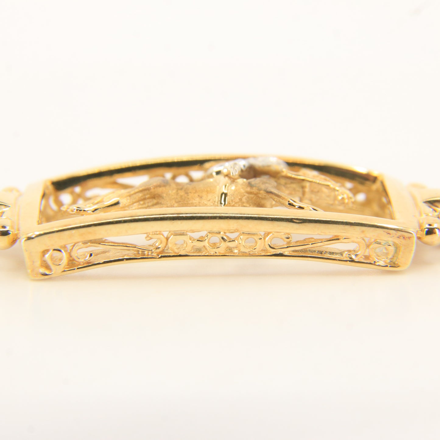 14K Gold Horse & Jockey Bracelet 7.75" Darren K Moore Paddock & Post