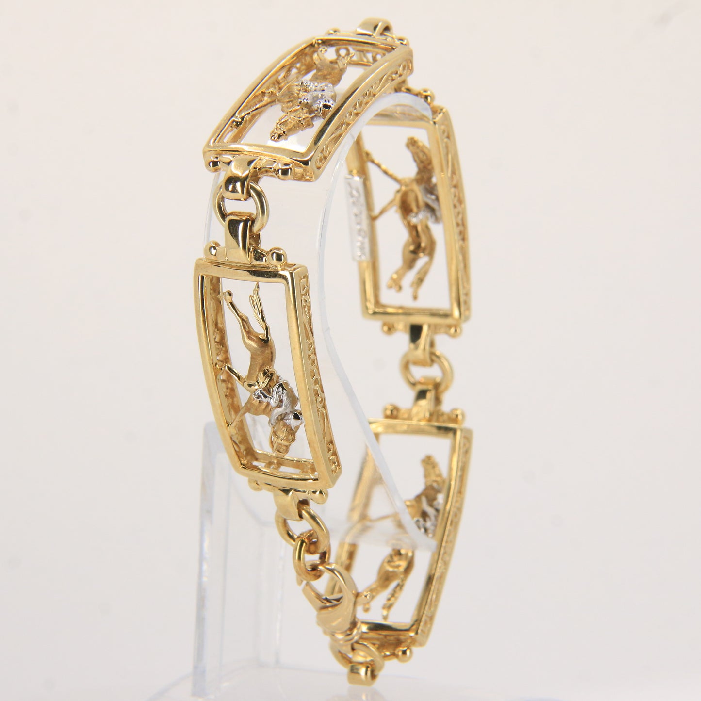 14K Gold Horse & Jockey Bracelet 7.75" Darren K Moore Paddock & Post