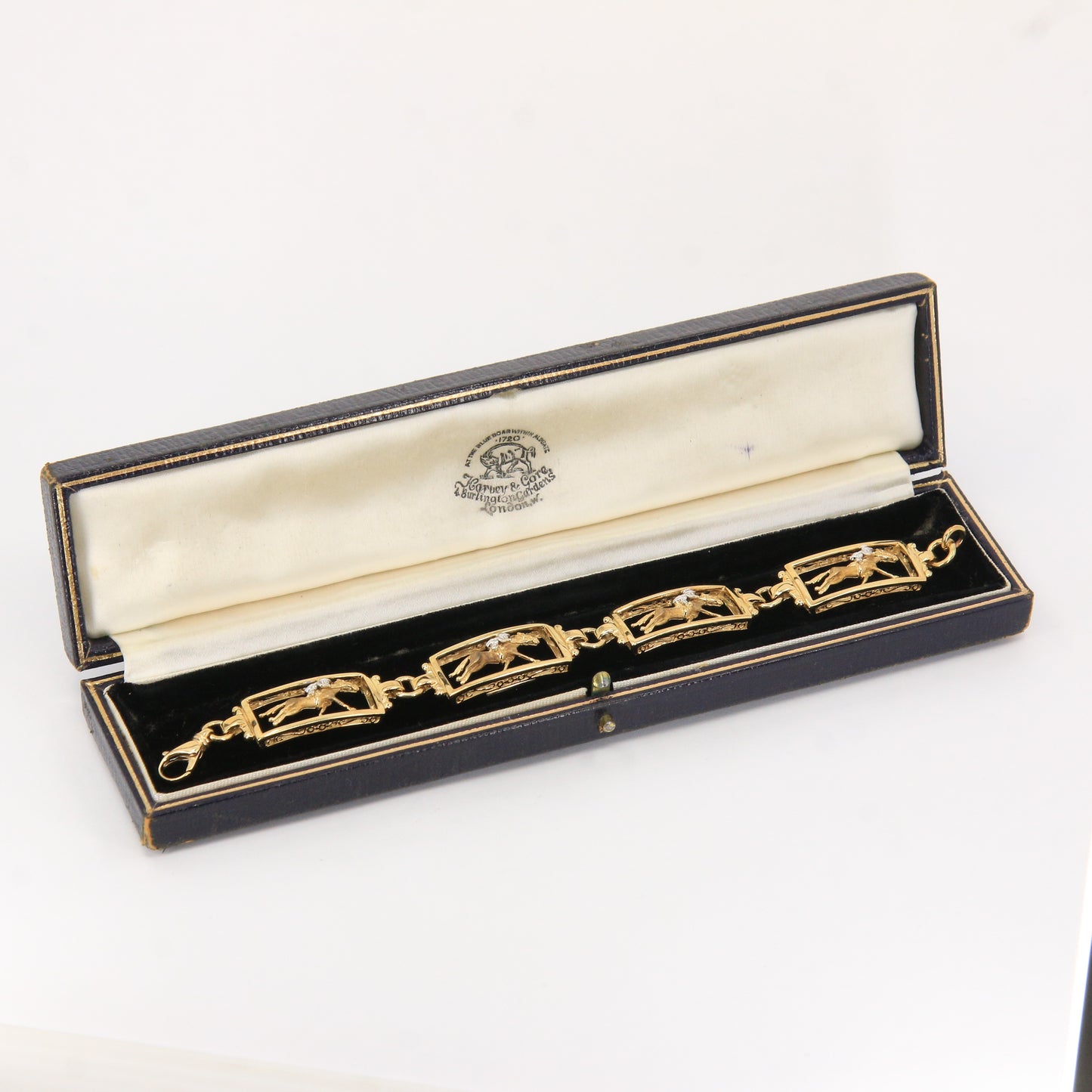 14K Gold Horse & Jockey Bracelet 7.75" Darren K Moore Paddock & Post