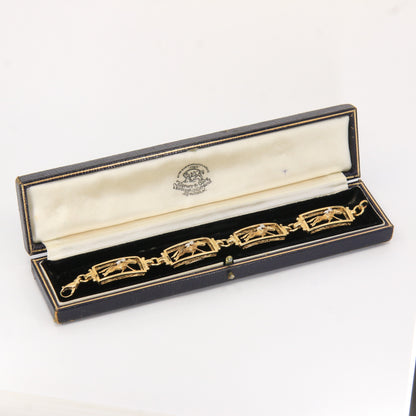 14K Gold Horse & Jockey Bracelet 7.75" Darren K Moore Paddock & Post