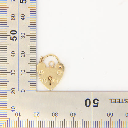 Vintage 9ct Heart Lock Gold Charm Padlock Closer Pendant Hallmarked Gifts Crafts