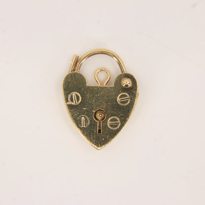 Vintage 9ct Heart Lock Gold Charm Padlock Closer Pendant Hallmarked Gifts Crafts