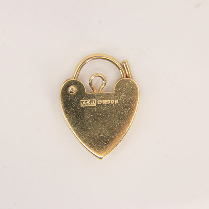 Vintage 9ct Heart Lock Gold Charm Padlock Closer Pendant Hallmarked Gifts Crafts