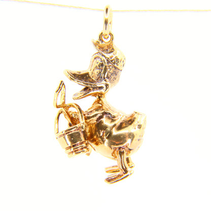 Vintage 9ct Daffy Duck Gold Charm Hallmarked Yellow Gold Animal Pendant Gift