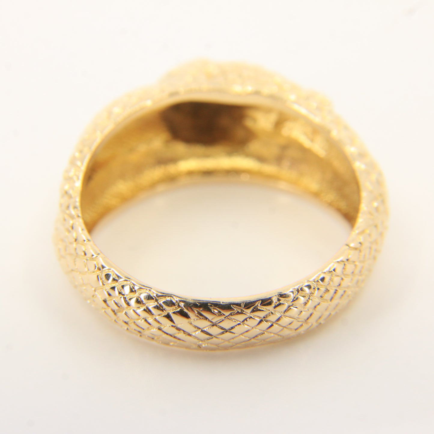 Vintage 9ct Yellow Gold Coiled Snake Ring Red Gem Eyes UK Size T 1/2 Boxed