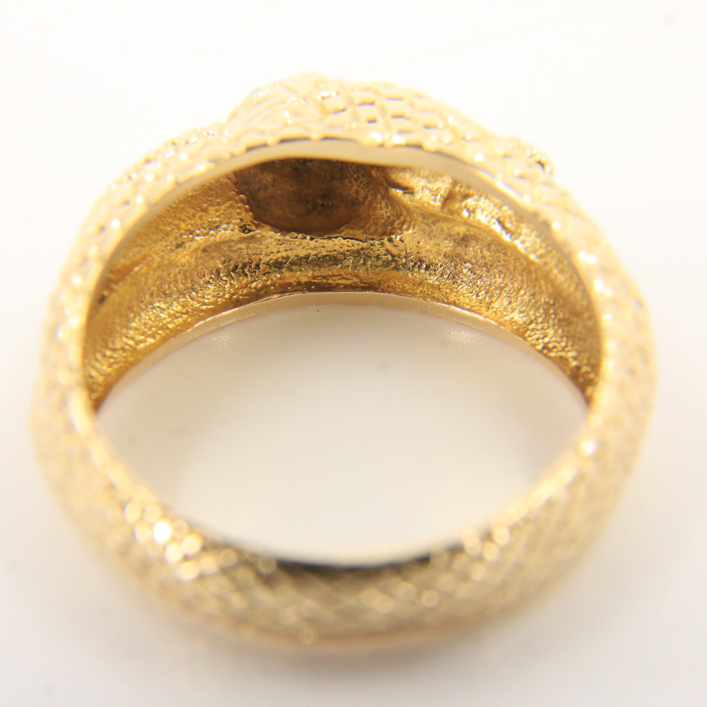 Vintage 9ct Yellow Gold Coiled Snake Ring Red Gem Eyes UK Size T 1/2 Boxed