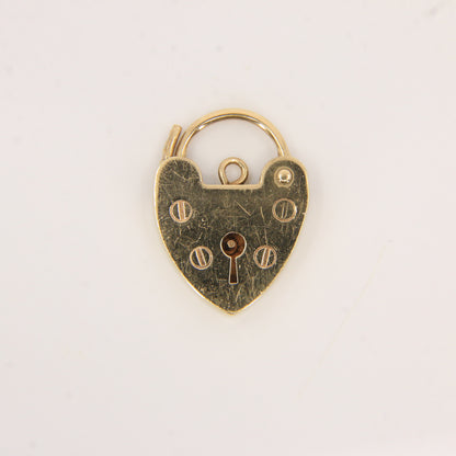 Vintage 9ct Heart Lock Gold Charm Padlock Closer Pendant Hallmarked Gifts Crafts