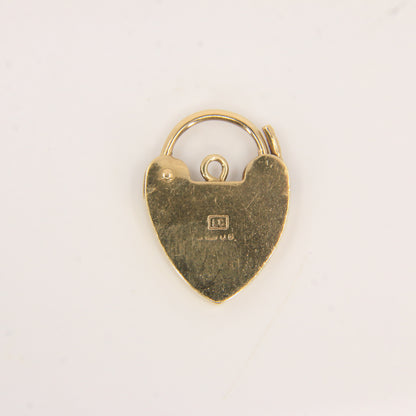 Vintage 9ct Heart Lock Gold Charm Padlock Closer Pendant Hallmarked Gifts Crafts