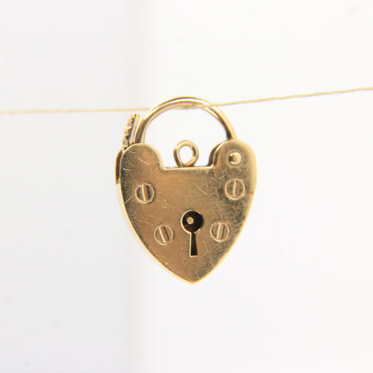 Vintage 9ct Heart Lock Gold Charm Padlock Closer Pendant Hallmarked Gifts Crafts