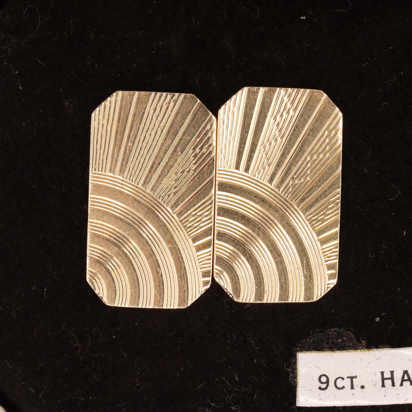 Vintage 9ct Hallmarked Yellow Gold Sunburst Engine Turned Cufflinks Boxed Gift