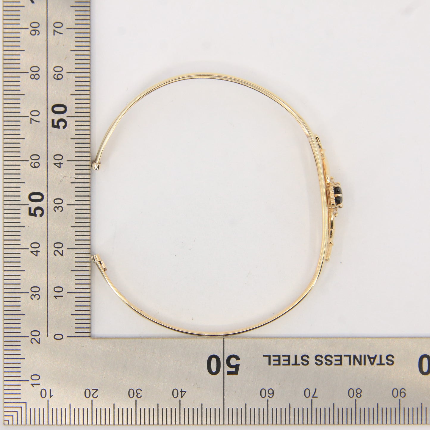 Vintage 9ct Hallmarked Gold Irish Claddagh Bangle Onyx CZ Bracelet Boxed Gift
