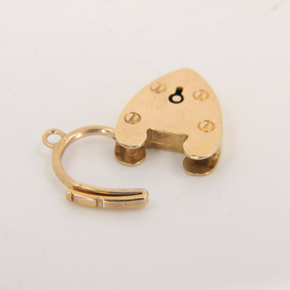 Vintage 9ct Heart Lock Gold Charm Padlock Closer Pendant Hallmarked