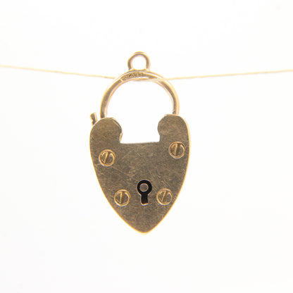 Vintage 9ct Heart Lock Gold Charm Padlock Closer Pendant Hallmarked