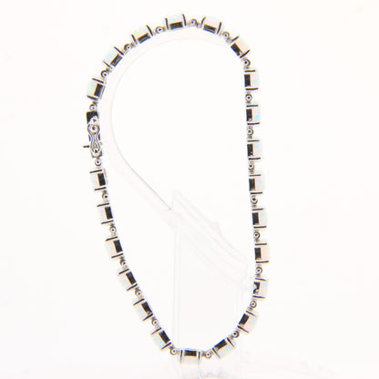Vintage 14k White Gold Opal Bracelet 7.3 inch Oval Link Tennis Style Boxed