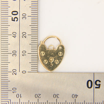 Vintage 9ct Heart Lock Gold Charm Padlock Closer Pendant Hallmarked