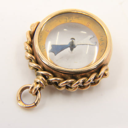 Antique 1905 9ct Hallmarked Gold Compass Double Sided Pendant Charm Travel Gift