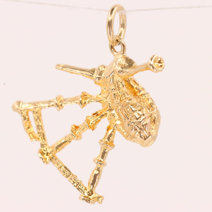 Vintage 9ct Hallmarked Gold Bagpipe Charm Scotland Pendant Scottish Piper Gift