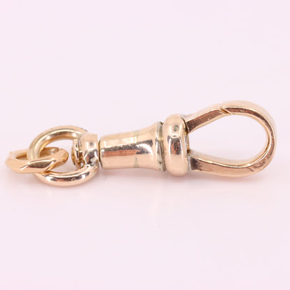 Antique 9ct Yellow Gold Swivel Albert Dog Clip Clasp Charm Holder Pendant