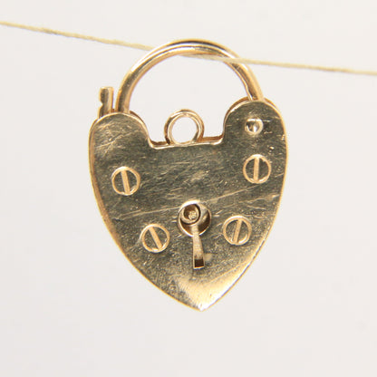 Vintage 9ct Heart Lock Gold Charm Padlock Closer Pendant Hallmarked