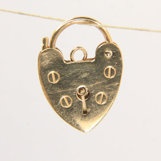 Vintage 9ct Heart Lock Gold Charm Padlock Closer Pendant Hallmarked