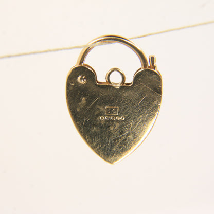 Vintage 9ct Heart Lock Gold Charm Padlock Closer Pendant Hallmarked