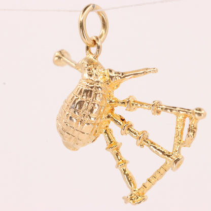 Vintage 9ct Hallmarked Gold Bagpipe Charm Scotland Pendant Scottish Piper Gift