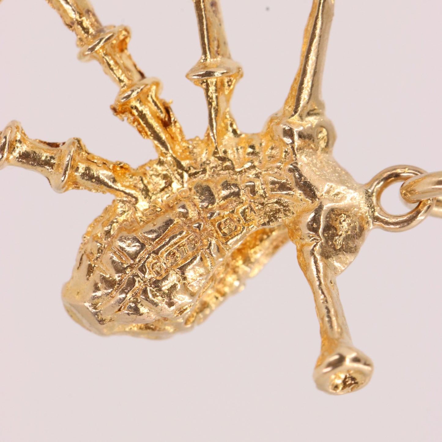 Vintage 9ct Hallmarked Gold Bagpipe Charm Scotland Pendant Scottish Piper Gift