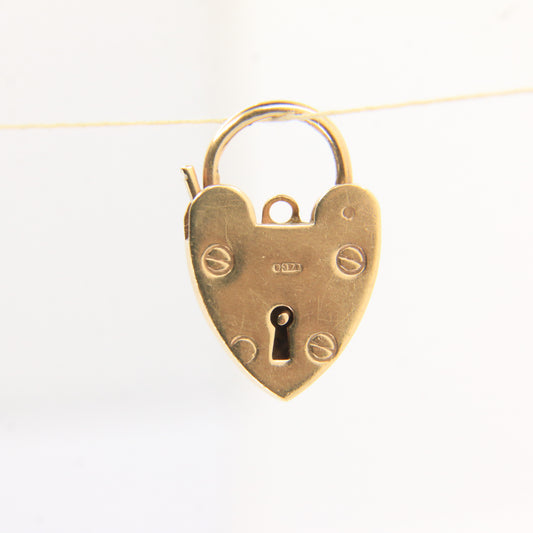 Vintage 9ct Gold Hallmarked Heart Lock Charm Georg Jensen Pendant