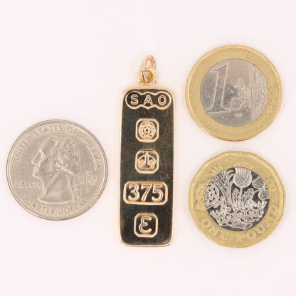 Vintage 9ct Hallmarked Sheffield 1979 Gold Ingot Pendant 14.1g Investment Gift