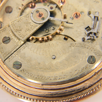 Antique Hampden 55mm Full Hunter Pocket Watch Gold Plated Diamond Horse c1900