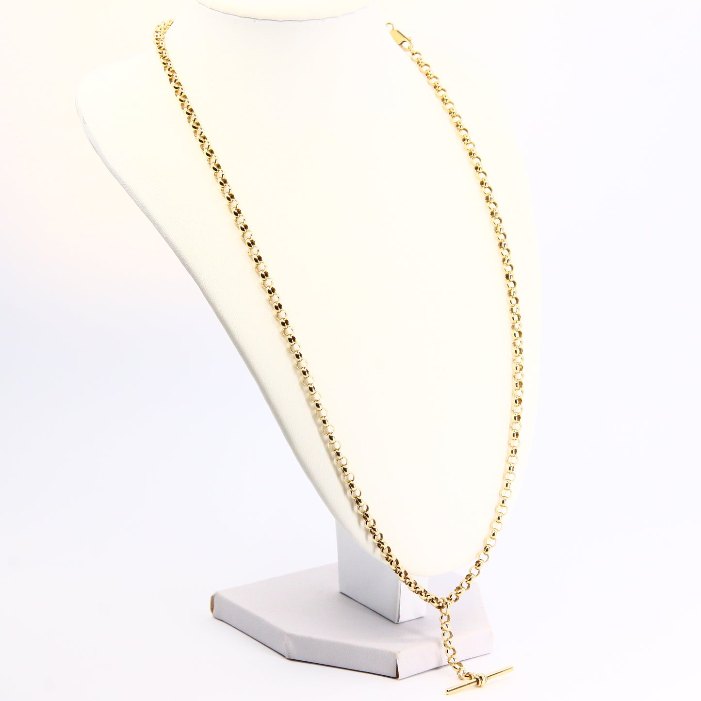Vintage 9ct Slider T Bar Belcher Chain Necklace Yellow Gold Necklace Hallmarked