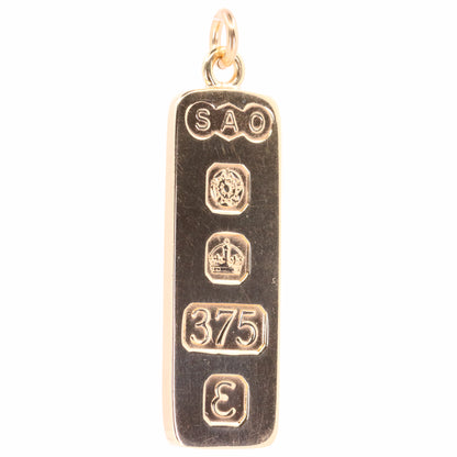Vintage 9ct Hallmarked Sheffield 1979 Gold Ingot Pendant 14.1g Investment Gift