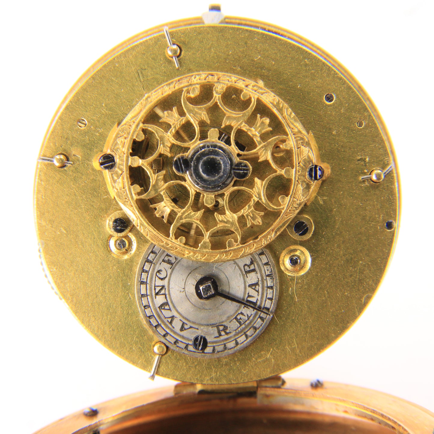 Antique 18ct Gold 37 mm French Fob Pocket Watch Pearl Ruby Set Fusee Movement c1840