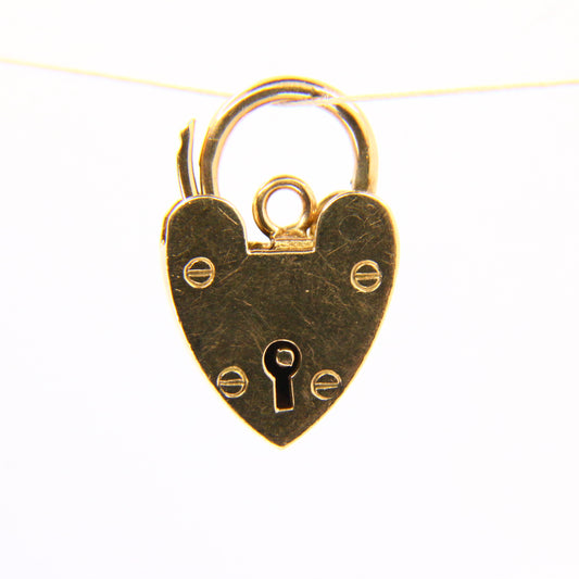 Vintage 9ct Heart Lock Gold Charm Padlock Closer Pendant Hallmarked Gifts Crafts