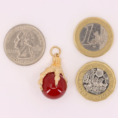Vintage 9ct Hallmarked Yellow Gold Carnelian Claw Pendant Talisman Charm Gift
