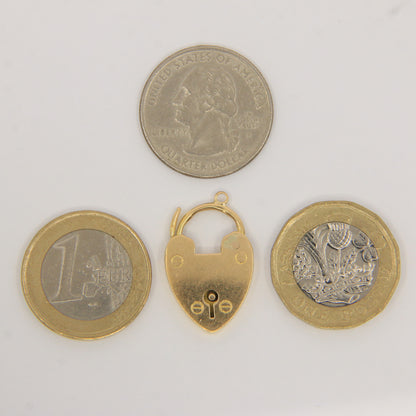 Vintage 18ct Gold Hallmarked Heart Lock Pendant Charm Padlock Gift